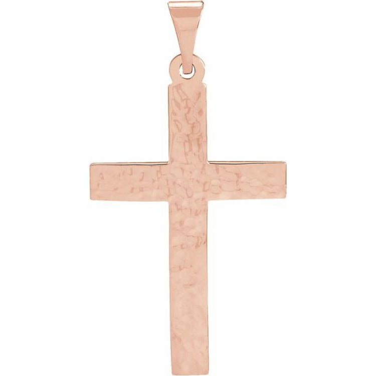 14K Rose Cross Pendant