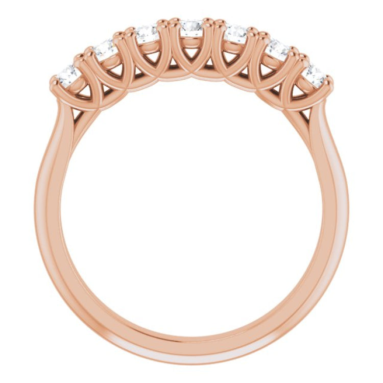 14K Rose 1/2 CTW Natural Diamond Seven-Stone Anniversary Band
