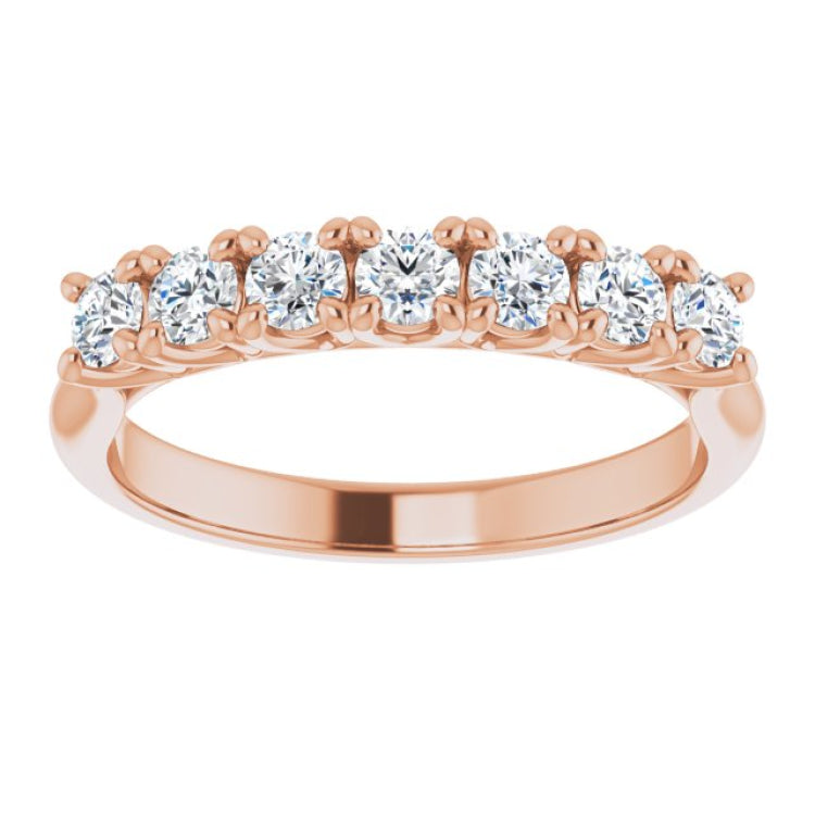 14K Rose 1/2 CTW Natural Diamond Seven-Stone Anniversary Band