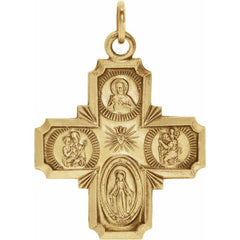 14K Yellow 12x12 mm Four-Way Cross Medal