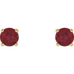 14K Yellow 4 mm Lab-Grown Ruby Stud Earrings