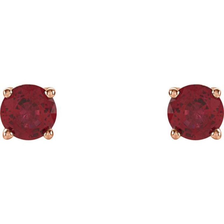14K Rose 4 mm Lab-Grown Ruby Stud Earrings