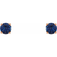 14K Rose 4 mm Lab-Grown Blue Sapphire Stud Earrings