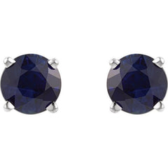 14K White 5 mm Lab-Grown Blue Sapphire Stud Earrings
