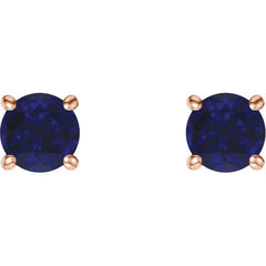 14K Rose 5 mm Lab-Grown Blue Sapphire Stud Earrings