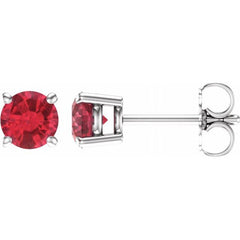 14K White 5 mm Lab-Grown Ruby Stud Earrings