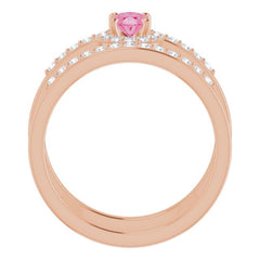 14K Rose Natural Pink Spinel & 1/3 CTW Natural Diamond Ring