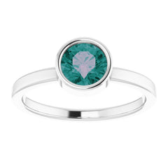 14K White 6 mm Lab-Grown Alexandrite Ring