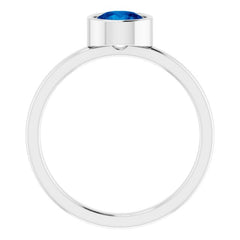 14K White 6 mm Lab-Grown Blue Sapphire Ring