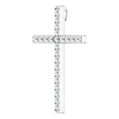 14K White 3/8 CTW Natural Diamond Cross Pendant