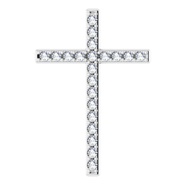 14K White 7/8 CTW Natural Diamond Cross Pendant