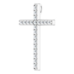 14K White 7/8 CTW Natural Diamond Cross Pendant