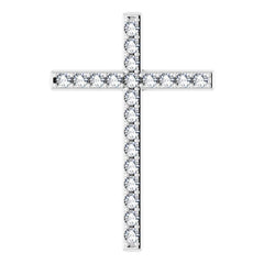 14K White 1 CTW Natural Diamond Cross Pendant