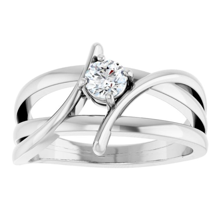 14K White 1/4 CT Natural Diamond Ring