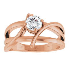 14K Rose 1/2 CT Natural Diamond Ring