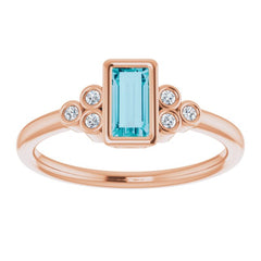 14K Rose Natural London Blue Topaz & .06 CTW Natural Diamond Ring