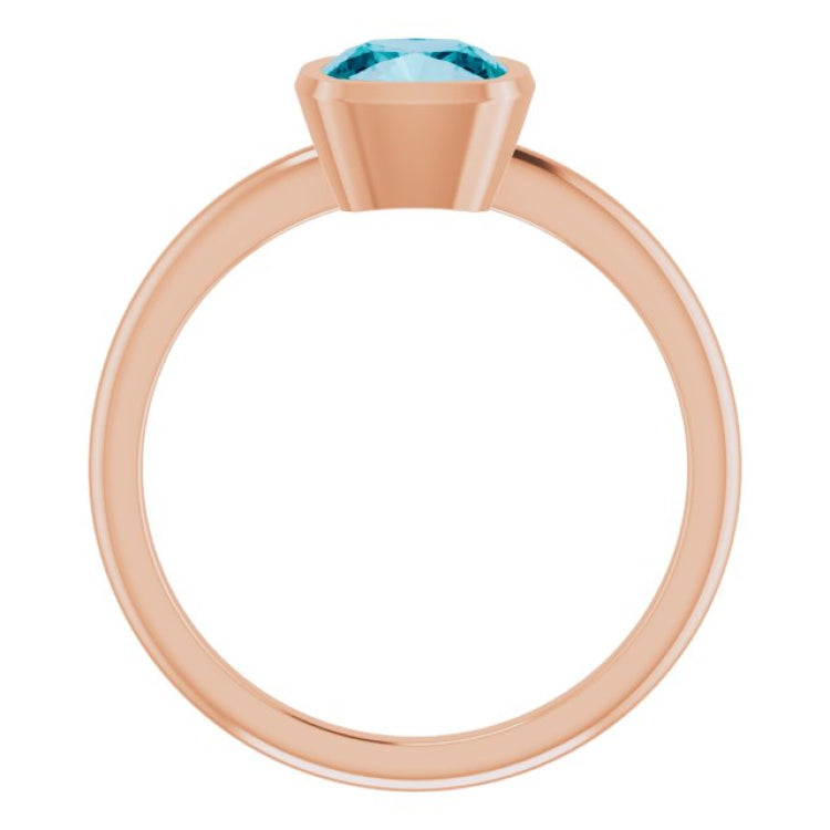 14K Rose Natural London Blue Topaz Ring