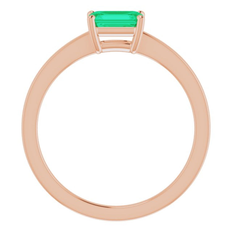 14K Rose Lab-Grown Emerald Ring
