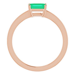 14K Rose Lab-Grown Emerald Ring