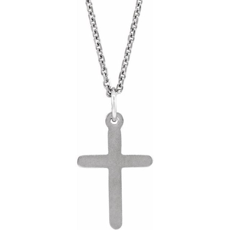 14K White Cross 18" Necklace