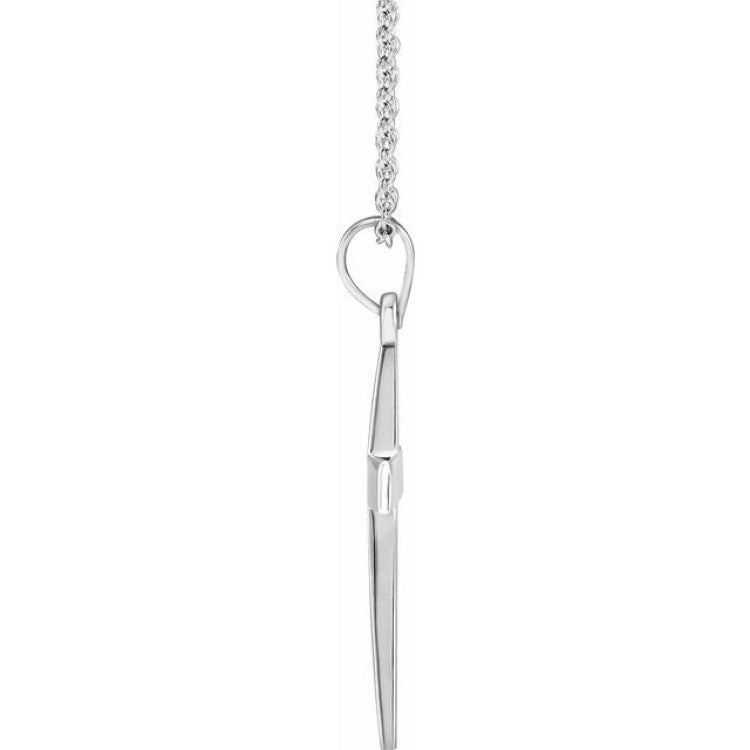 14K White Cross 18" Necklace