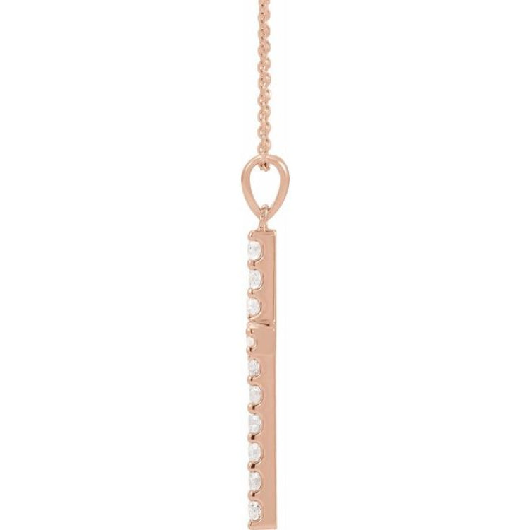 14K Rose 1 1/4 CTW Natural Diamond Cross 18" Necklace