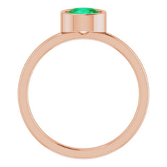 14K Rose 6 mm Natural Emerald Ring