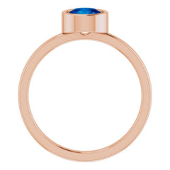 14K Rose 6 mm Lab-Grown Blue Sapphire Ring