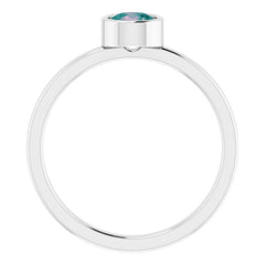 14K White 5 mm Lab-Grown Alexandrite Ring