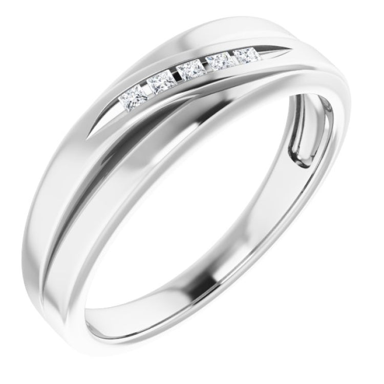 14K White 1/8 CTW Natural Diamond Band