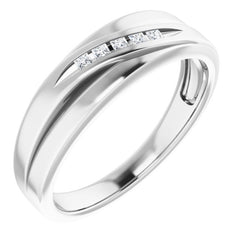 14K White 1/8 CTW Natural Diamond Band