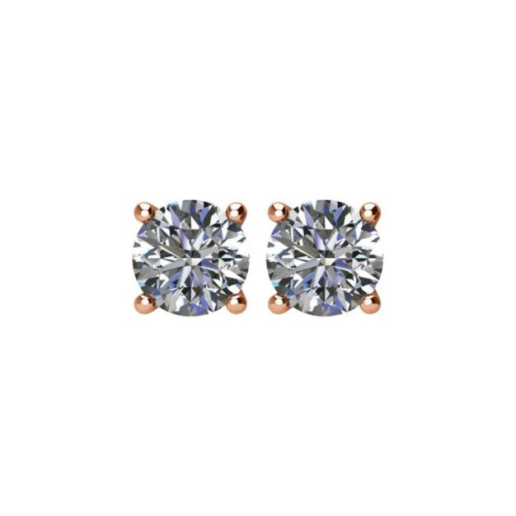 14K Rose 1 CTW Natural Diamond Stud Earrings