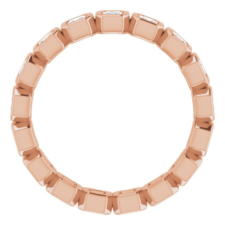 14K Rose 7/8 CTW Natural Diamond Eternity Band Size 5