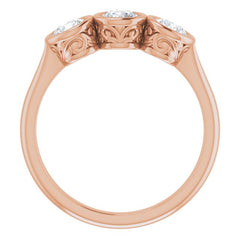 14K Rose 3/4 CTW Natural Diamond Anniversary Band