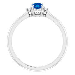 14K White Lab-Grown Blue Sapphire & .04 CTW Natural Diamond Ring