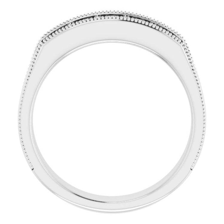 14K White 3/4 CTW Natural Diamond Milgrain Band