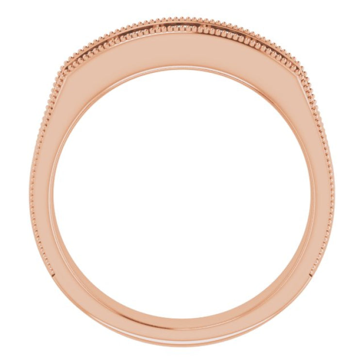 14K Rose 3/4 CTW Natural Diamond Milgrain Band