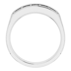 14K White 3/4 CTW Natural Diamond Milgrain Band