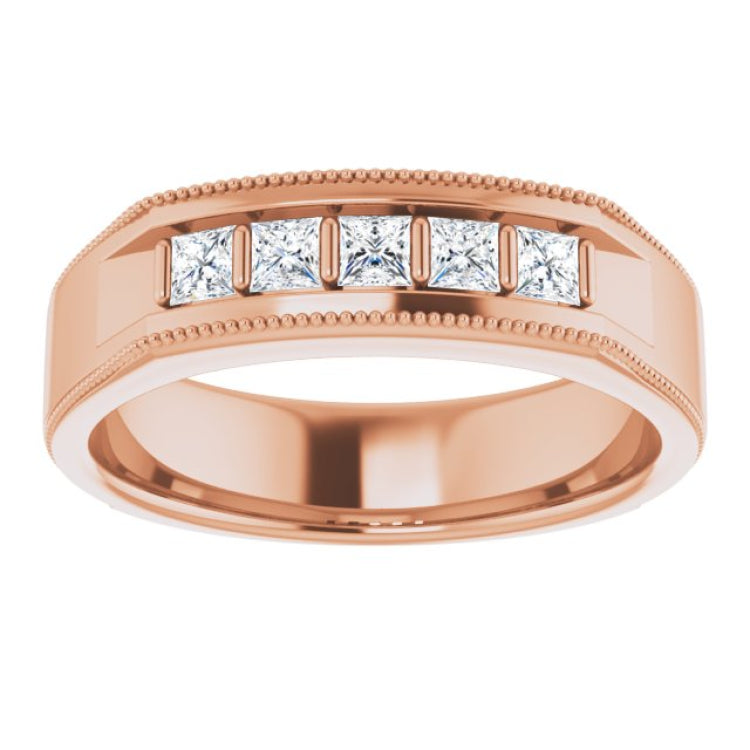 14K Rose 1/2 CTW Natural Diamond Milgrain Band