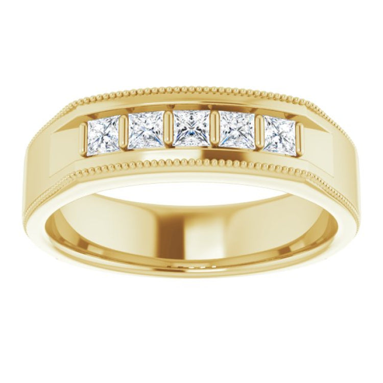 14K Yellow 1/2 CTW Natural Diamond Milgrain Band