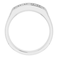 14K White 5/8 CTW Natural Diamond Milgrain Band