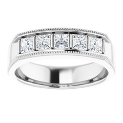 14K White 1 CTW Natural Diamond Milgrain Band