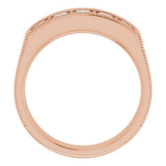 14K Rose 1 1/4 CTW Natural Diamond Milgrain Band
