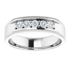 14K White 3/8 CTW Natural Diamond Milgrain Band