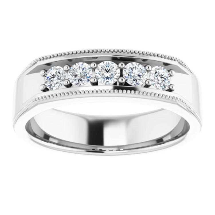 14K White 1/2 CTW Natural Diamond Milgrain Band