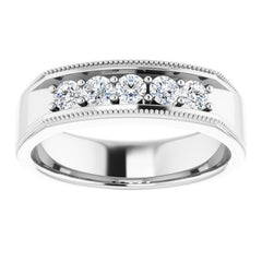 14K White 1/2 CTW Natural Diamond Milgrain Band