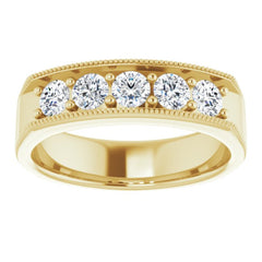 14K Yellow 1 CTW Natural Diamond Milgrain Band