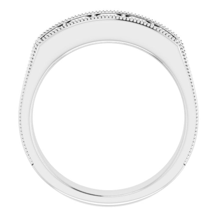 14K White 1 1/4 CTW Natural Diamond Milgrain Band