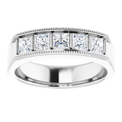 14K White 1 1/4 CTW Natural Diamond Milgrain Band