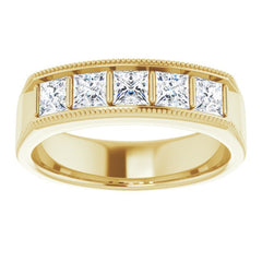 14K Yellow 1 1/4 CTW Natural Diamond Milgrain Band